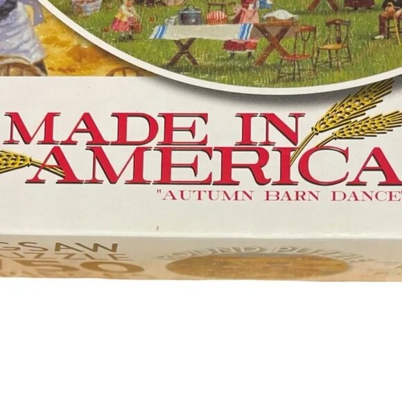 NIB ROUND JIGSAW PUZZLE 750 piece Fall season Bob Pettes Americana harvest scene - Picture 3 of 11